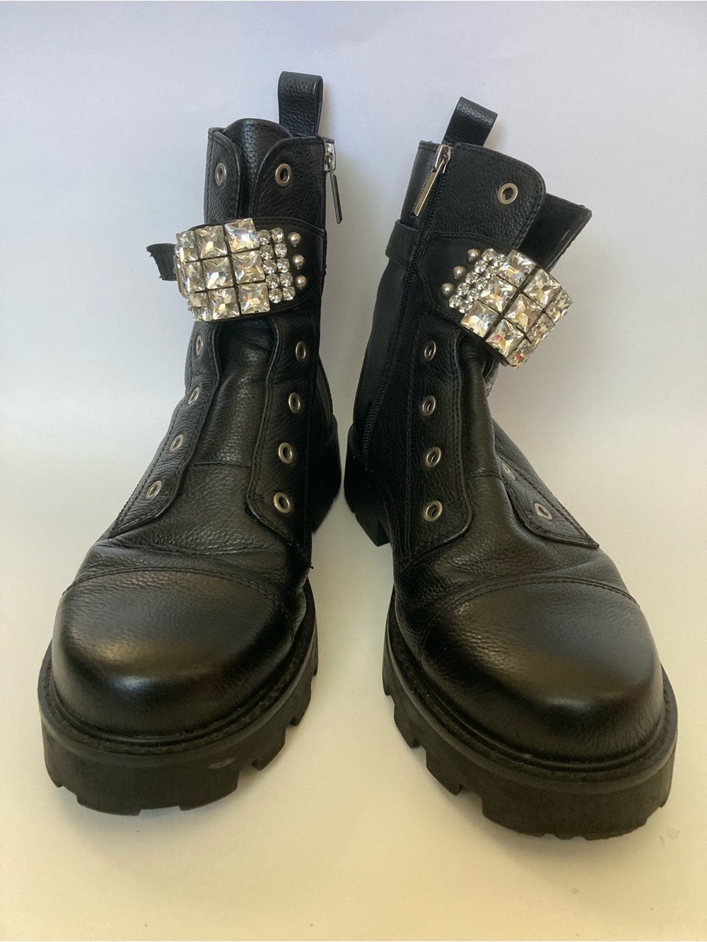 Karl Lagerfeld Paris Maeva Rhinestone Lug Sole Combat Boot - Picture 3 of 10